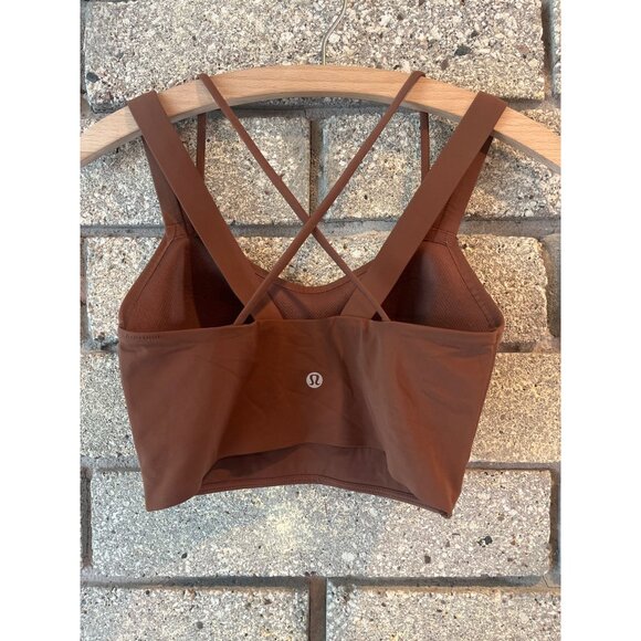 Lululemon Crossback Sports Bra Size S Rust Brown Nylon/Spandex Light Support Wom - Picture 4 of 6